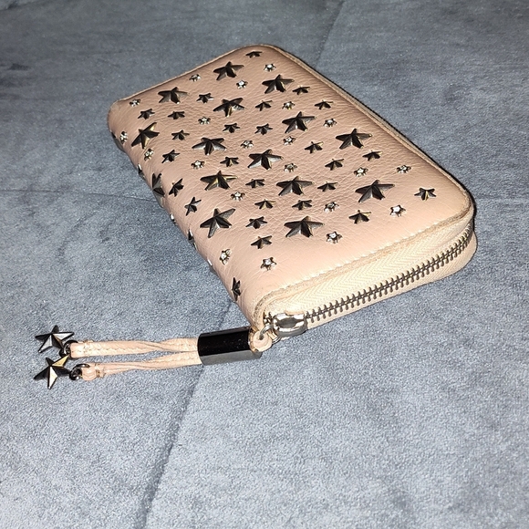 Jimmy Choo Filipa Wallet Pearlized Pink with StarStuds and Crystals - Picture 7 of 13